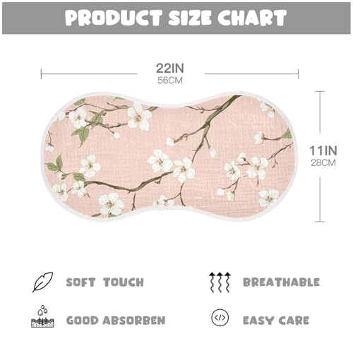 2 Pack Small Flowers Muslin Burp Cloths Cotton Absorbent Baby Burping Rags for Boys Girls Soft Newborn Burp Bibs, 22 x 11 Inch4