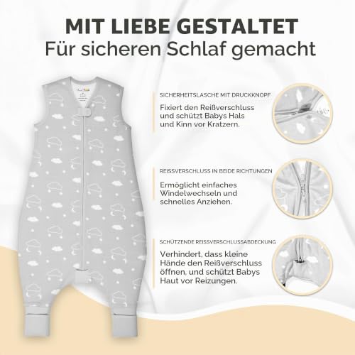 Bio-Kleinkind-Schlafsack mit Füßen, 1,5 TOG, 6–18 Monate, 2er-Pack – Ansicht 4