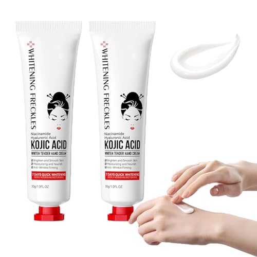 2 Pcs Kojic Acid Cream, Kojic Acid Creams for Hands and Body, Whitening Freckles Creams with Niacinamide Hyaluronic Acid Whiten Tender Travel Size (Hand Cream, 2)