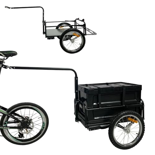 GOCHUSX Remolque Bicicleta, Remolque Plegable para Bicicletas, Carrito Resistente para Bicicletas con Caja De Almacenamiento Extraíble para Acampar, Comprar Alimentos(Black-A)