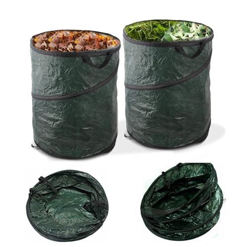 ADEPTNA Large 120L Heavy Duty Strong Pop Up Garden Waste Refuse Rubbish Bag with Handles - Reusable Garden Waste Sack (Pack of 2)