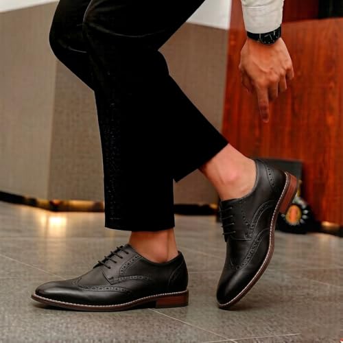 Image of Men Dress Shoes Formal Lace Up Latex Insole Oxford Business Wedding Leather Derby Shoe