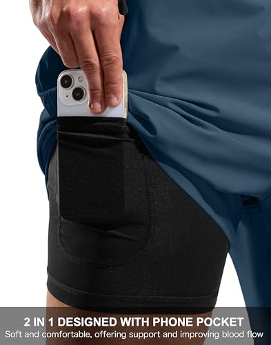 Image of G Gradual Mens Swim Trunks with Compression Liner 7 inch /9'' Quick Dry Board Shorts Swimsuit Bathing Suit for Men Zipper Pockets