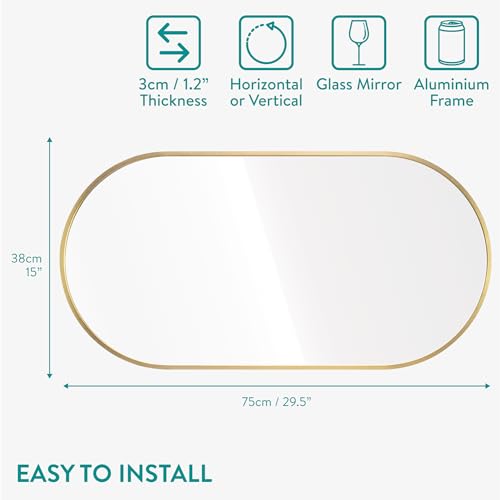 Espejo ovalado dorado Marca Navaris (2)