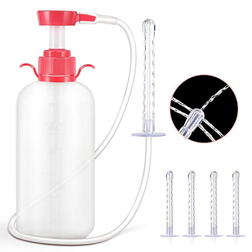 Vaginal Cleansing Douche,Norbase 600ml Douche Cleaner Reusable Manual Pressure Cleaning System Portable Kit with 5 Nozzles,Water Colon Cleansing Detox