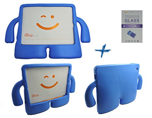 Kit Capa Case Protetor Infantil Anti-Choque/Impacto iPad 2/3/4 + Película de Vidro (Azul)