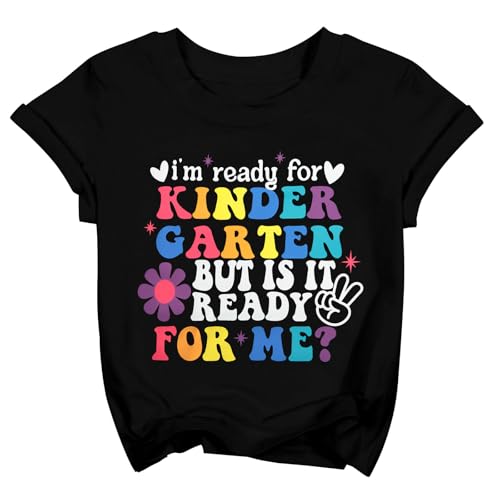 Image of First Day of Kindergarten Shirt Toddler First Day of School Tee Boy Girls I'm Ready for Kindergarten Tops