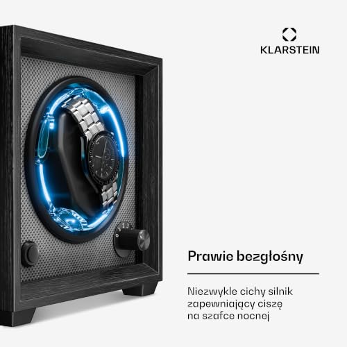 Image of Klarstein Brienz 6 Watch Winders - Quiet Watch Winder for 6 Watches, in Wood Look with 4 Rotation Modes & LED Lighting, Memory Foam Cushion, USB Operated