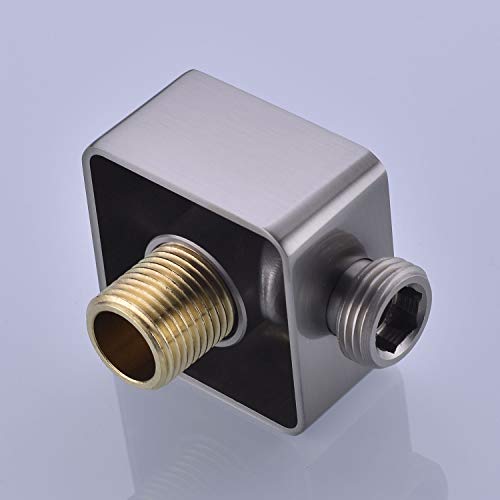 Brass Wall Supply Elbow, Nicmondo G1/2” Square Shower Hose Connector, Drop Ell Wall-Mounted Union Water Outlet For Handheld Shower Handshower,Brushed Nickel #TOP5
