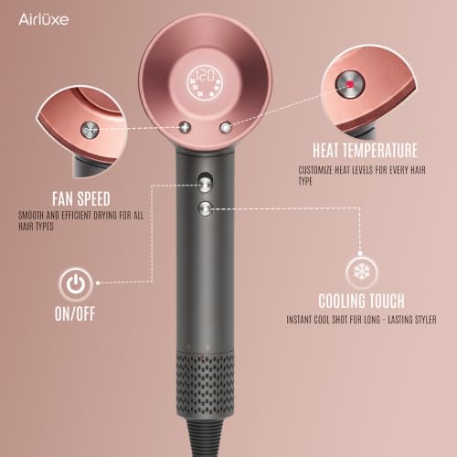 Image of Airluxe AirStorm BLDC Ionic Hair Dryer | 110,000 RPM High Speed Brushless Motor | Professional Hair Dryer for Women & Men | 9 Modes | Fast Drying | Frizz Control | 6 Amp household Plug