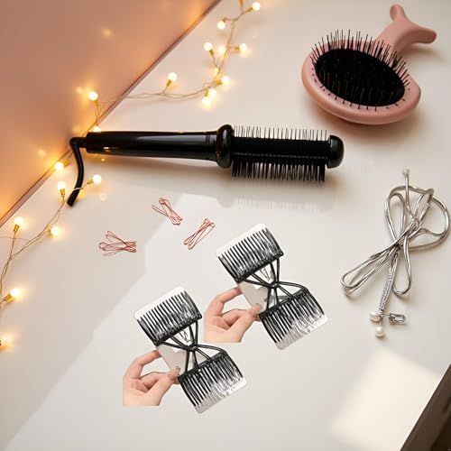 2 Peines Negros Ajustables con Elástico para Cabello miniatura 6