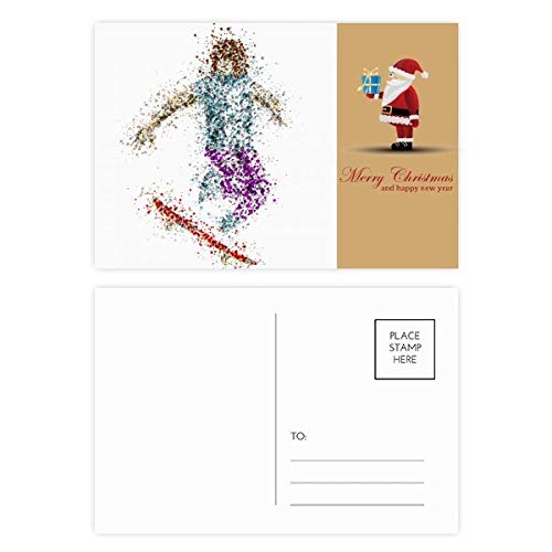 Cartes postales ski Père Noël pour offrir et vœux de Noël