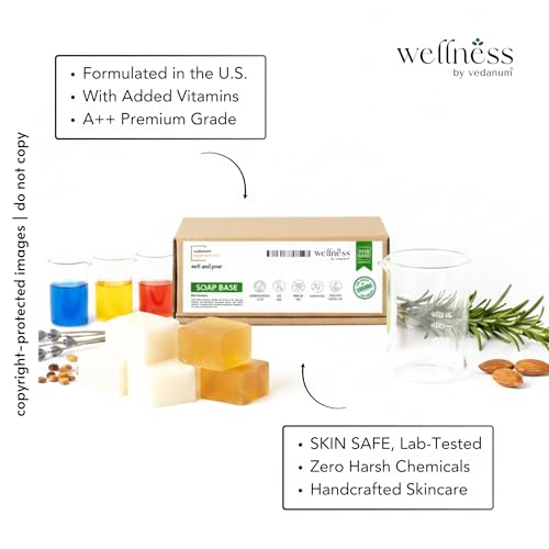 Image of VEDANUM Ayurscience 100% Natural and Organic Red Wine Soap Base - 400 Gm | Handmade Soap Making | Grapefruit | SLES Free | pH Skin Friendly | Lab Tested