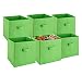 Foldable Cube Storage Bins - 6 Pack - These Decorative Fabric Storage Cubes are Collapsible and Great Organizer for Shelf, Closet or Underbed. Convenient for Clothes or Kids Toy Storage Unit (Green)