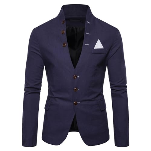 JEsilunmaMY Mens Stand Collar Stylish Suit Jacket Multi Buttons Casual Blazer Jacket Business Wedding Prom Party Tuxedo