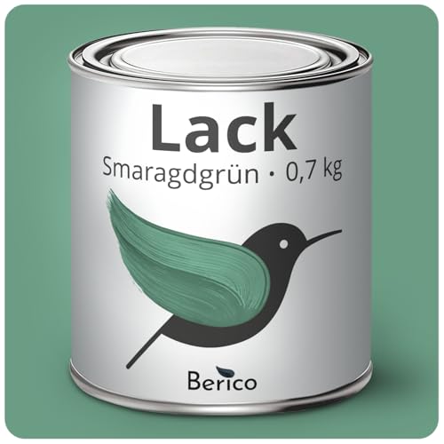Berico Acryllack - Smaragdgrün Jadegrün - 0,7 Kg - 4in1 Lack Buntlack Möbelfarbe Möbellack - Für Innen und Außen - Holz, Möbel, Metall & Fliesen