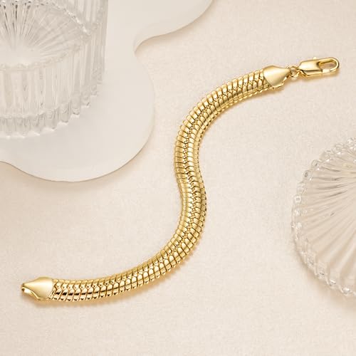 14K Gold Bracelets for Women Non Tarnish Men Bracelet Snake Chain Bracelet Sleek Gold Bracelets for Men Gold Jewelry Gifts 7/7.5/8/8.5 inches3