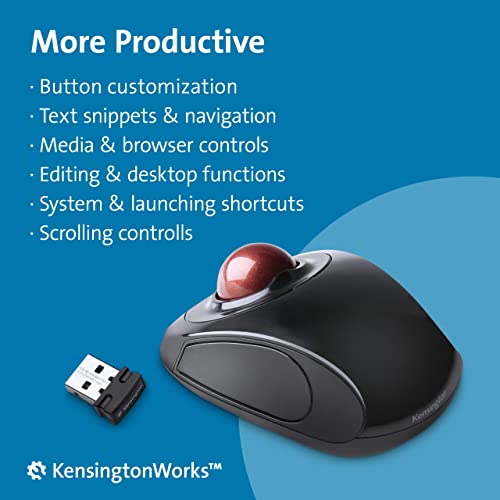 Image of Kensington Orbit Wireless Trackball Mouse with Touch Scroll Ring (K72352US),Black