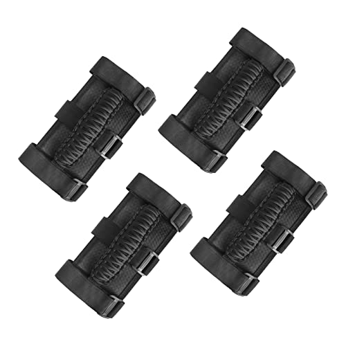 Buyinhouse 4Pcs Paracord Roll Bar 3 Straps Grab Handles For Most Jeep Wrangler Models Tj Cj Yj Jk Jku Jl Jlu 1986-2021 (Black Style) #TOP28