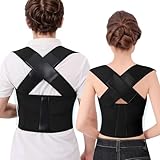 Cmipeob Posture Corrector for Women and Men Plus Size Full Back Support Brace Straightener Scoliosis Spine Upper Back Pain Relief Adjustable Shoulder Instant Posture Corrector with Hunchback Black X-Large