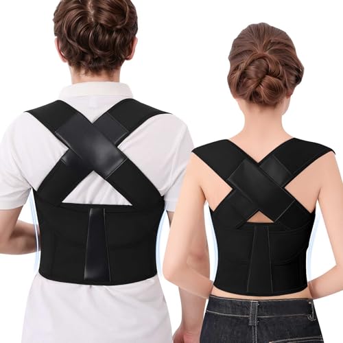Cmipeob Posture Corrector for Women and Men Plus Size Full Back Support Brace Straightener Scoliosis Spine Upper Back Pain Relief Adjustable Shoulder Instant Posture Corrector with Hunchback (Black XX-Large)