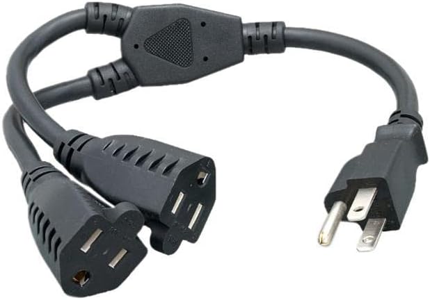 AYA 36" (3 Feet) Power Splitter Y Extension Cord 16AWG NEMA 5-15P to Two 5-15R, UL Listed