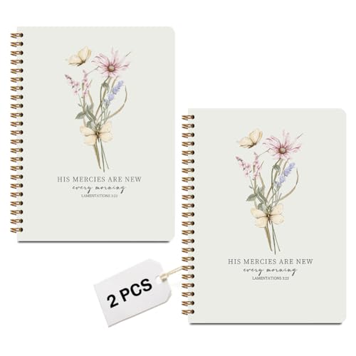 Image of MQBMQB 2Pcs Bible Christian Journals Floral Spiral Notebooks for Women Note Taking, Travel Journal for Writing, Bible Verse Notebook College Ruled, Christian Gifts for Women (8.3x5.8inch)