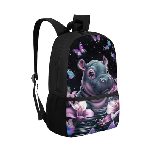 Hippo Backpack for School Kids 17 Inch Backpack for Primary School Boys Lightweight Durable Bookbag Teen Kids Cute Puppy Schoolbag Back Pack3