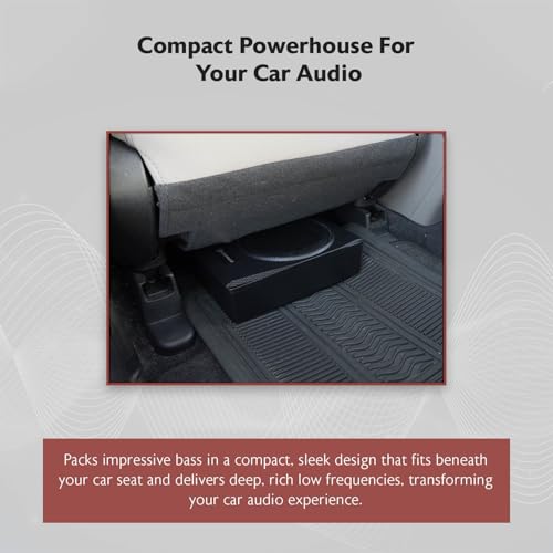 Image of Rockville SS65P 6.5 inch Slim Under-Seat Active Powered Car /Truck Subwoofer | 400W Peak / 100W RMS, Metal Bass Knob, RCA and High Level Inputs, Auto Turn-On, Bass Boost, Cast Aluminum Enclosure, 4 Ohm