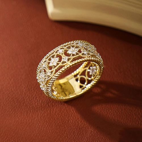 Gold Plated Hellow White Cubic Zirconia Engagement Rings Bridal Promise Rings Evening Parties Anniversary Valentine's Day Gifts Eternity Bands for Women4