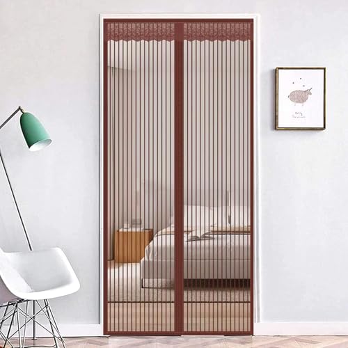 Image of Polyester Magnetic Mosquito Net /Curtain for Door, for All Door Types & Sizes, Auto-Closing Insect Screen to Keep Mosquito Out (200 x 100 Cm, Brown)