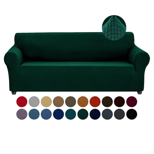 Joccun Funda elástica para sofá, 1 pieza, repelente al agua, para sofá de 3 cojines, de elastano, jacquard, lavable, protector de muebles para sala de estar, niños, mascotas (sofá, cazador)