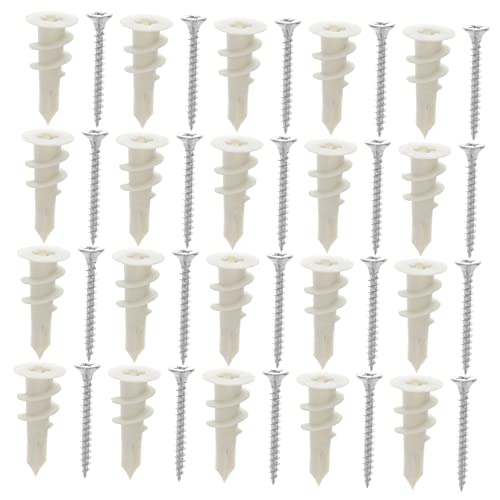 FUNOMOCYA Self Drilling Drywall Screws 20 Sets Wall Anchor and Screw Kit Plasterboard Anchors