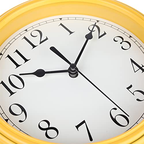 Topkey Silent Wall Clock Kitchen 9 Inch Retro Non-ticking Decorative Bedroom Office Wall Clock - Orange Yellow - Image 2