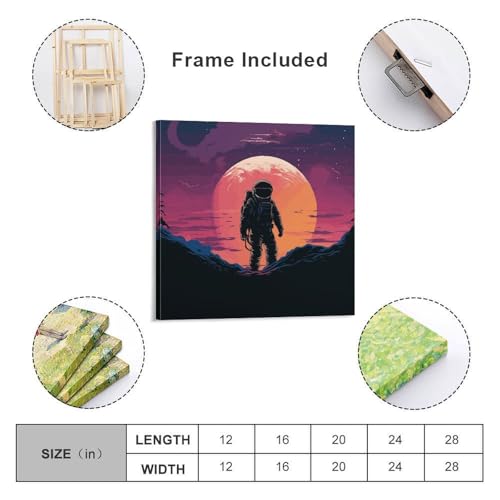 Toile abstraite astronaute grand format pour s'évader