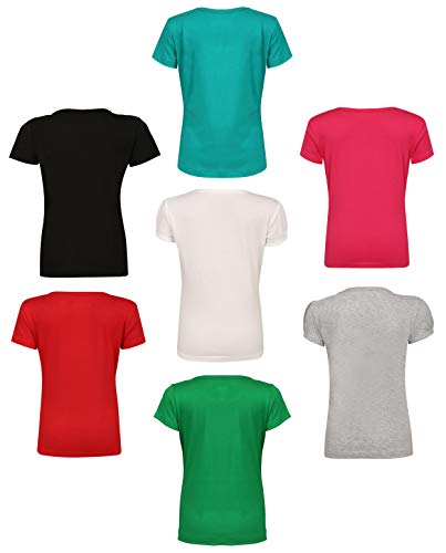 Image of SINI MINI Sinimini Girls Half Sleeve Cotton Round Neck Tshirt with bio wash (Pack of 7).