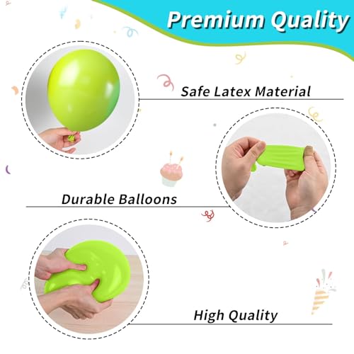 Image of Blue Green Purple Balloons 50PCS 12 Inch Fruit Green Teal Blue Pearl White | Purple Balloons with Ribbon for Birthday Baby Shower Theme Party Decorations