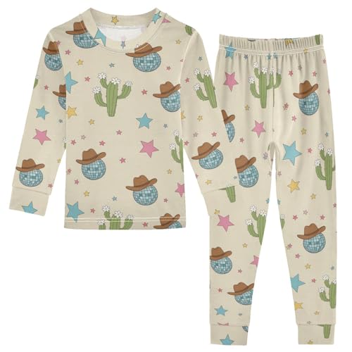 Pajama Sets Long Sleeve Cactus Disco Balls Hats Stars Soft Comfy Sleepwear 2 Piece PJS 3-8T