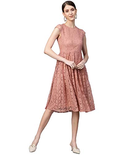 Image of pluss Women Pink Solid Dress (LDR8223-ONIONPINK)