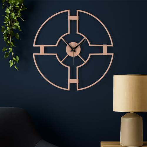 Image of Wakefit Metal Analog Wall Clock Big | 20 Inch | Laser Cut Abstract Home Decor & Gifting Option | for Living Room Study Bedroom & Office Decor | Velint Metal Wall Clock 500 MM Peach
