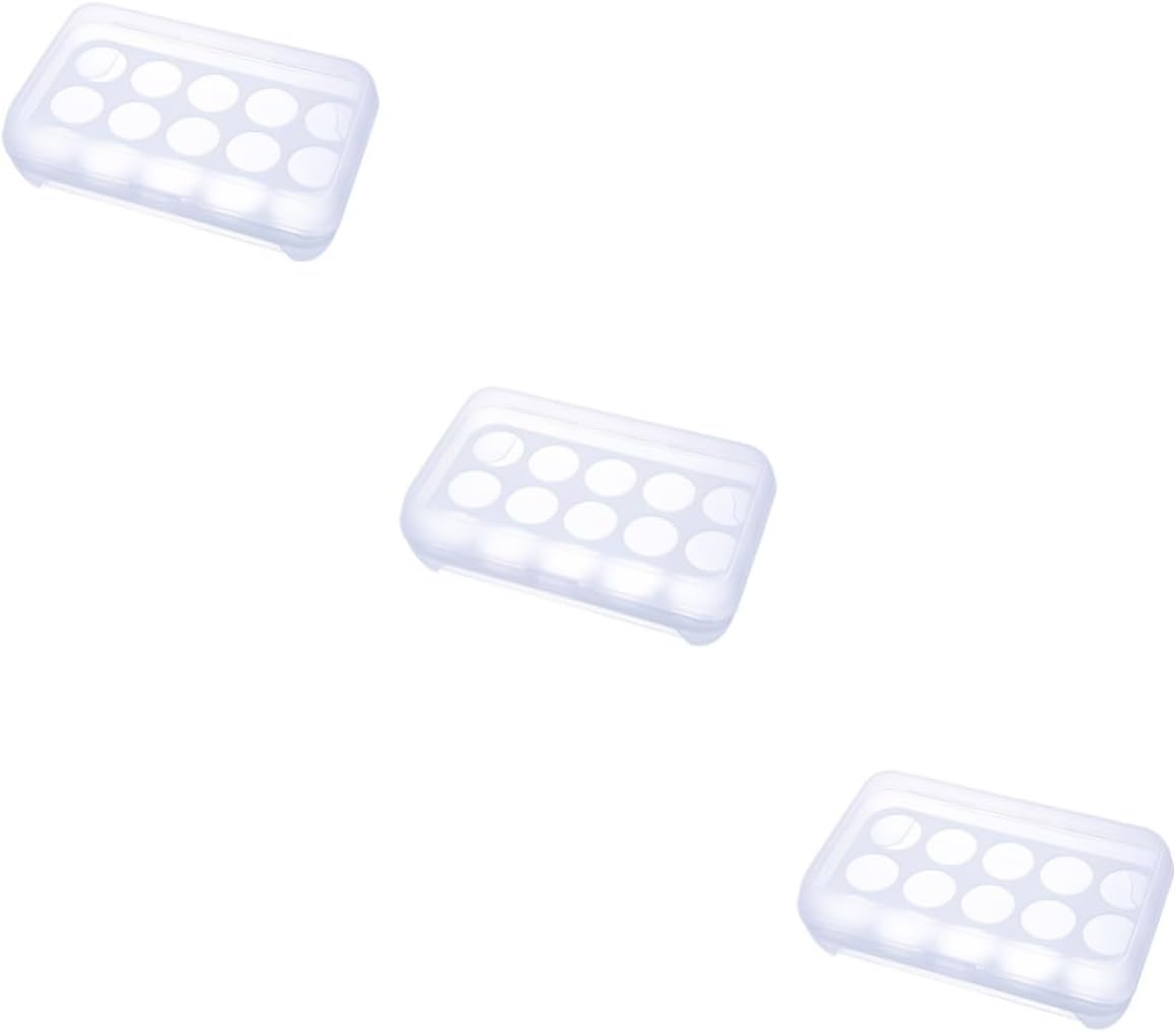 3pcs 15 Egg Holder for Fridge Egg Stand Holder Single Egg Holder Egg Holder for Refrigerator Egg Holder Tray Dispenser Container Fridge Egg Container Box Egg Tray White? (White)