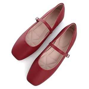 TN TANGNEST Leather Flats for Women Comfortable Square Toe Slip On Flats Soft Work Flats Retro Mary Jane Flats