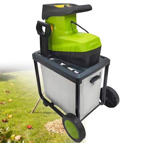 CUTANGELAR Trituradora Eléctrica, 2800W Trituradora De Madera Con Capacidad De Corte 45mm, Caja De Colección 60L, Sist-ema De Protección De Seguridad Y Ruedas Portátiles, Para Cuidado De Césped.