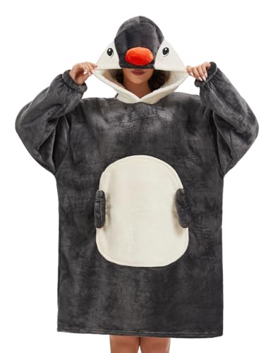 Manta Sudadera Sherpa Oversize con Mangas y Capucha Panda Manta Sofá Portátil Unisex Hombre Mujer Regalo Invierno