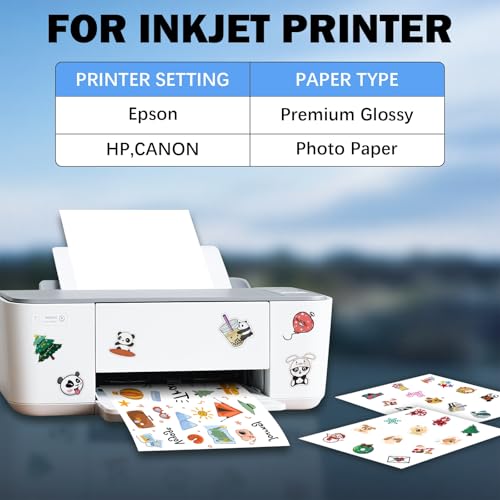 Ruibytree Bedruckbares Glänzend Vinyl-Aufkleberpapier für Tintenstrahldrucker - A4 Format (297 x 210 mm) Wasserfester selbstklebender Aufkleber Kompatibel mit Cricut,Lebendige Farben (30 Blätter)