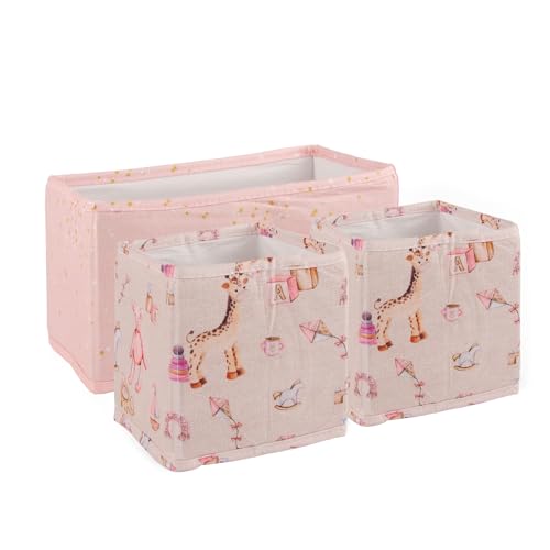 Baby Drawer Organizer Set of 3 – Pink Drawer Divider Storage Box for Baby Clothes, Diapers, Accessories, and Nursery Organization