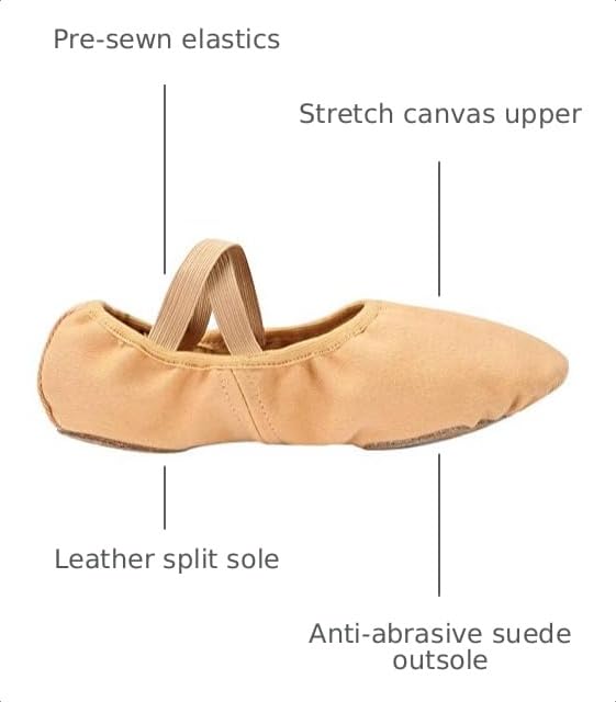Image of Linodes Stretch Canvas Split Sole Ballet Shoe for Women and Girls Dance | Stretch canvas upper, Breathable, Leather split sole, Stretch-to-fit, For women and girls, Flexible, Comfortable, Lightweight