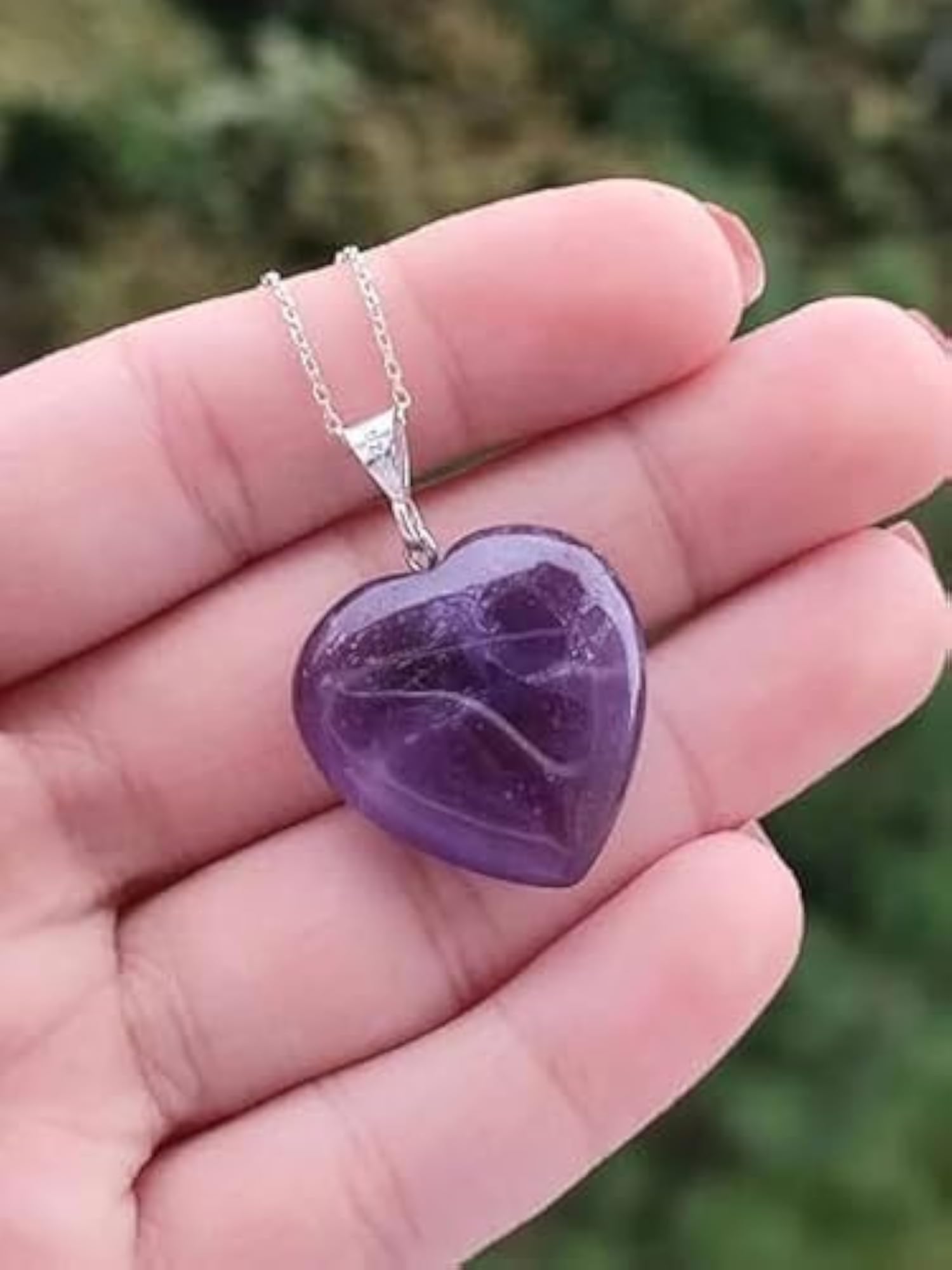 Natural Amethyst Heart Healing Pendant