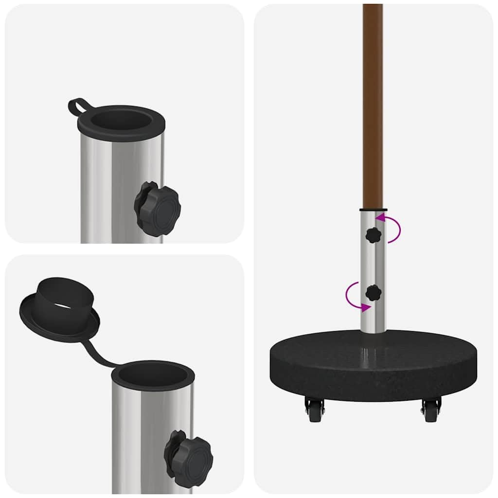 Supporto per ombrellone da 30 kg, nero, in granito e acciaio inox, rotondo, arrotolabile, per balcone, terrazza, giardino, patio, base per ombrellone da mercato e ombrellone, resistente alle