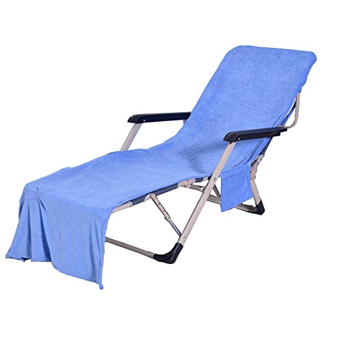 VOCOOL Chaise Lounge Pool Chair Cover Beach Towel Fitted Elastic Pocket Won't Slide